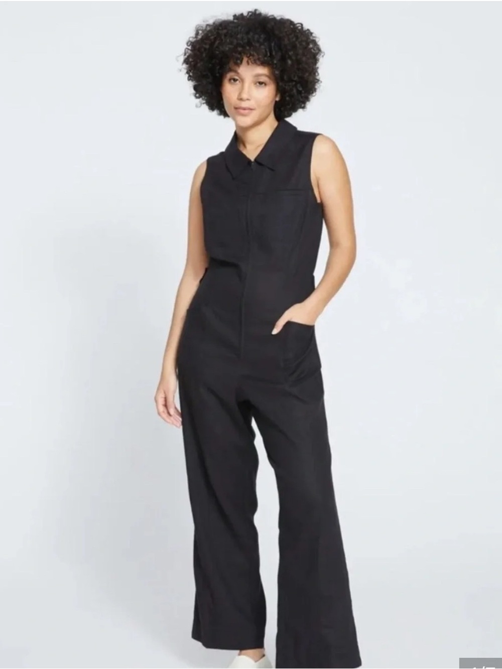 Universal Standard Size M Linen Blend Boardwalk Jumpsuit Wide Leg NEW